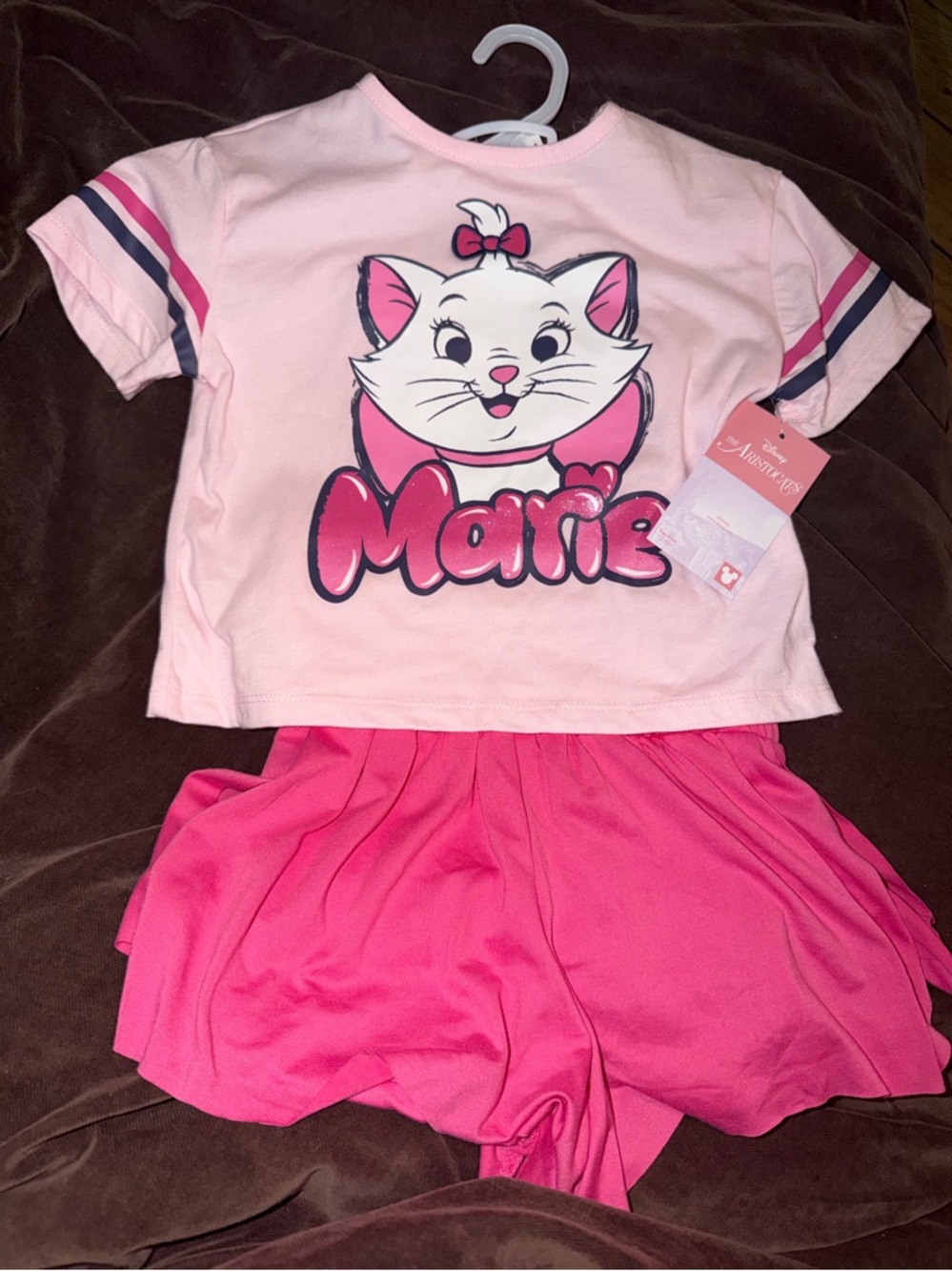 Girls Disney Aristocats Marie Pink Kids  Set - Sleeve Top & skort 4t NWT